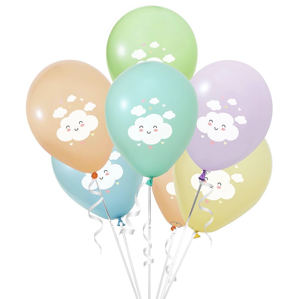 Gökkuşağı ve Bulut Baskılı Lateks Balon 10'lu