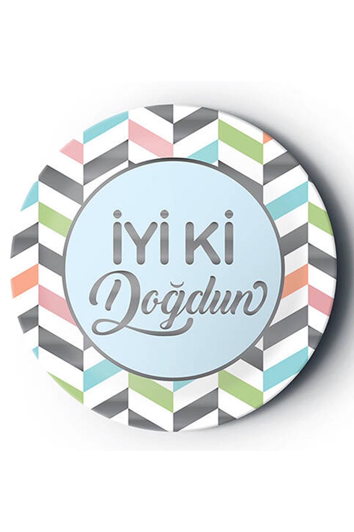 Gümüş İyi ki Doğdun Baskılı Karnaval Karton Tabak Mavi 23 cm 8'li