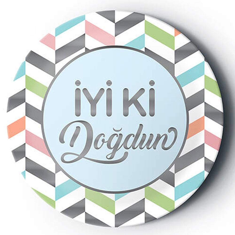 Gümüş İyi ki Doğdun Baskılı Karnaval Karton Tabak Mavi 23 cm 8'li