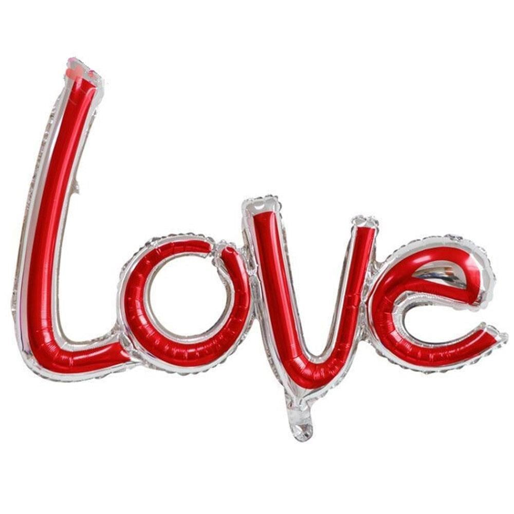 Gümüş Kırmızı Love Folyo Balon 83 cm