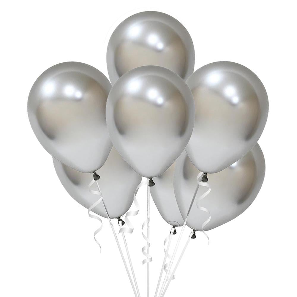 Gümüş Metalik Krom Lateks Balon 10'lu