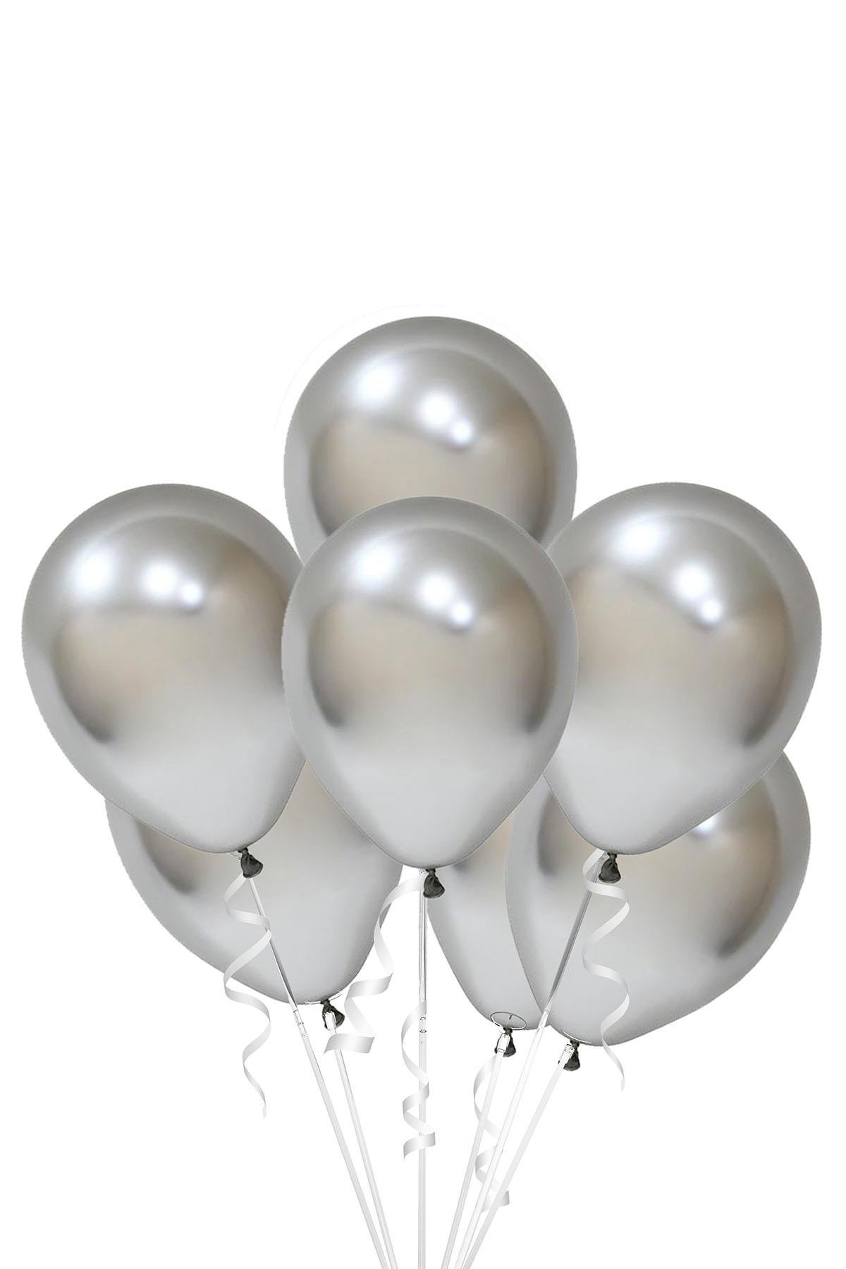 Gümüş Metalik Krom Lateks Balon 10'lu