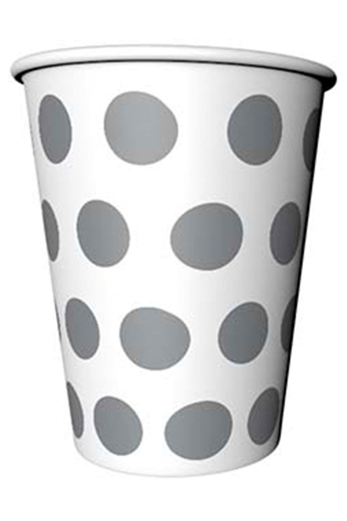 Gümüş Puantiyeli Karton Bardak 8'li