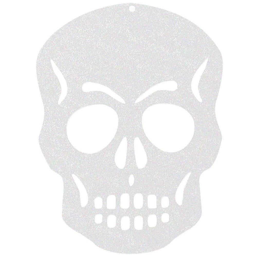 Halloween Asma Süs Simli Kuru Kafa 40 cm Beyaz