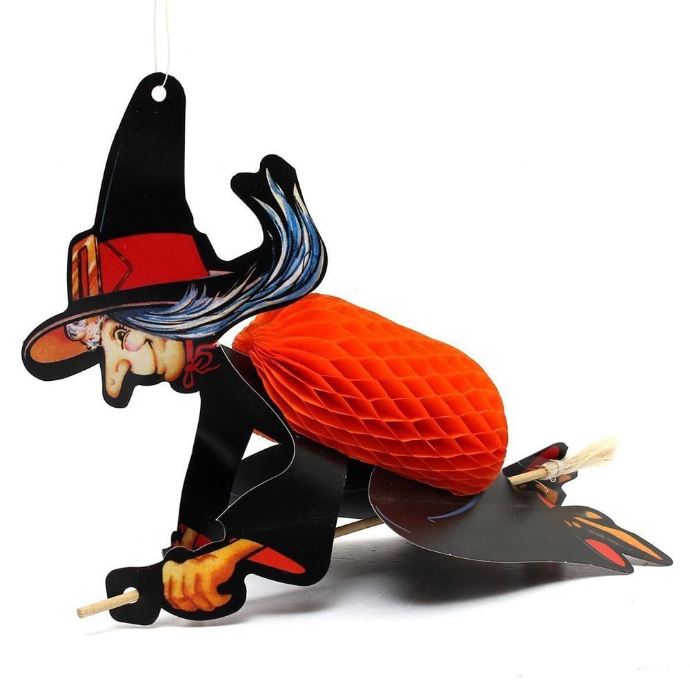 Halloween Süpürgeli Cadı Petek Süs