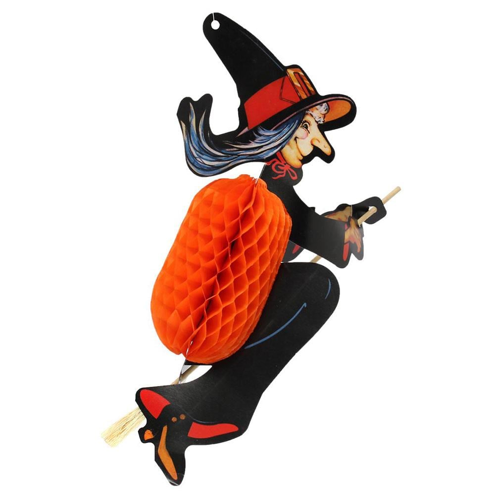 Halloween Süpürgeli Cadı Petek Süs