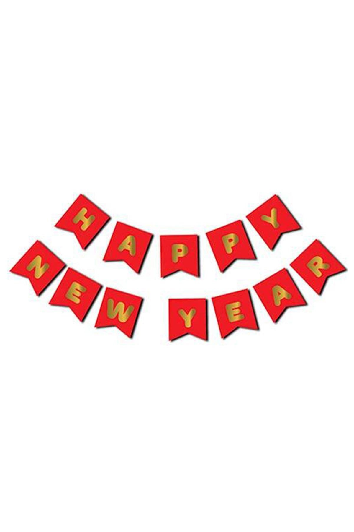 Happy New Year Kırmızı Harf Afiş