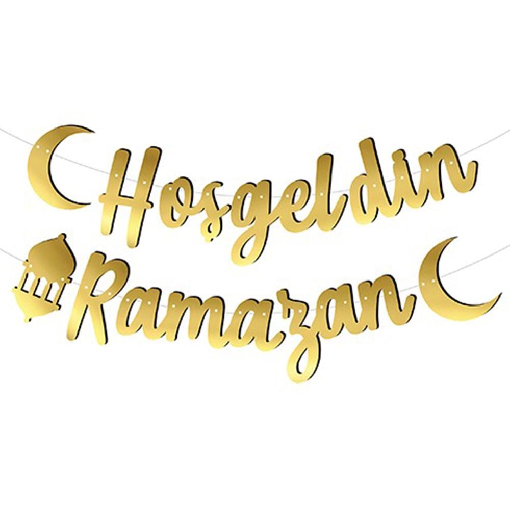 Hoş Geldin Ramazan Kaligrafi Afiş Altın
