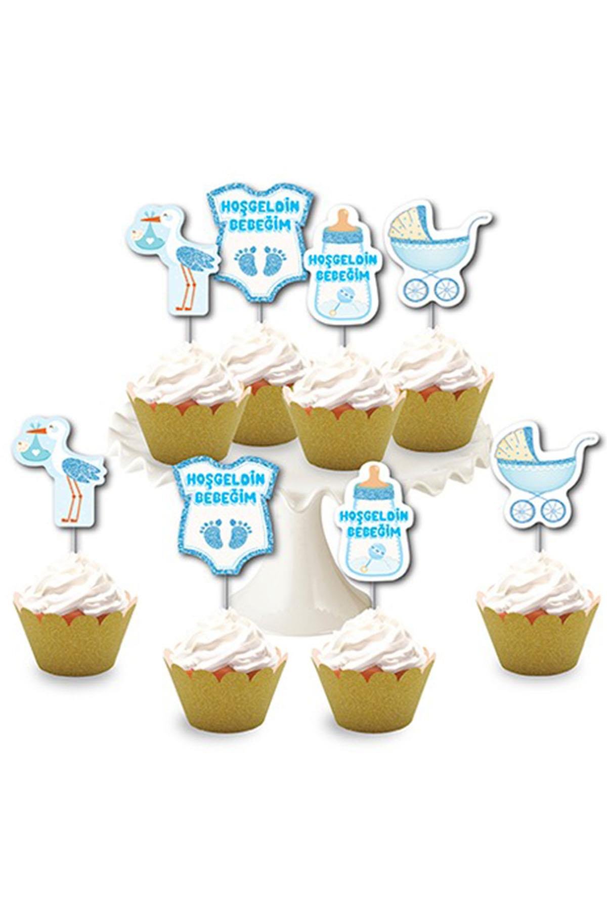 Hoşgeldin Bebeğim Mavi Simli Eva Delux Kürdan 8'li