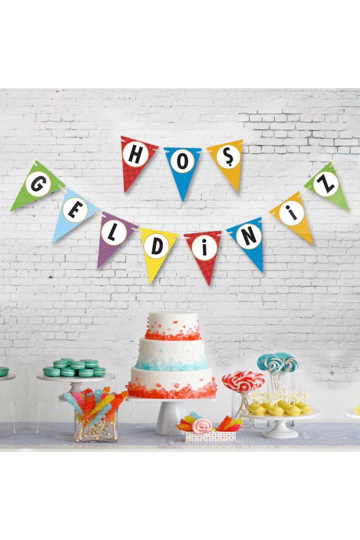 Hoşgeldiniz Rengarenk Bayrak Afiş