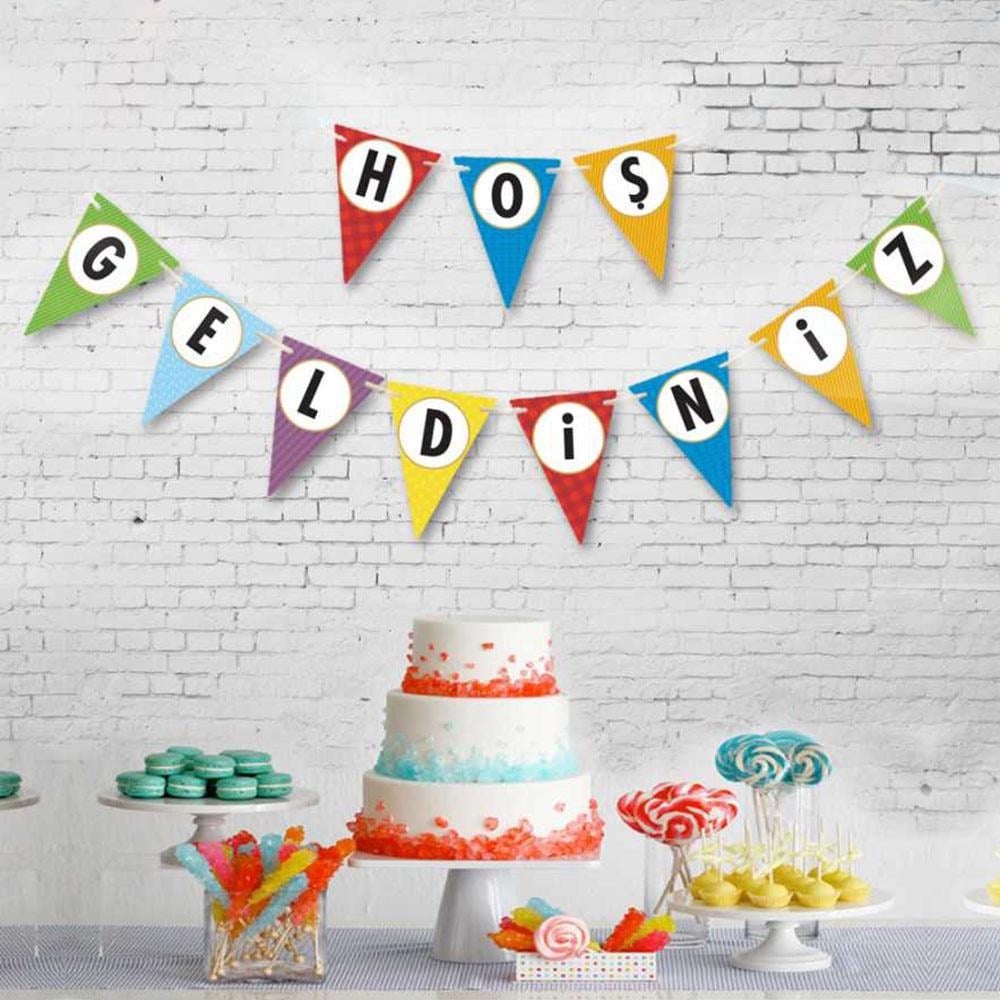 Hoşgeldiniz Rengarenk Bayrak Afiş