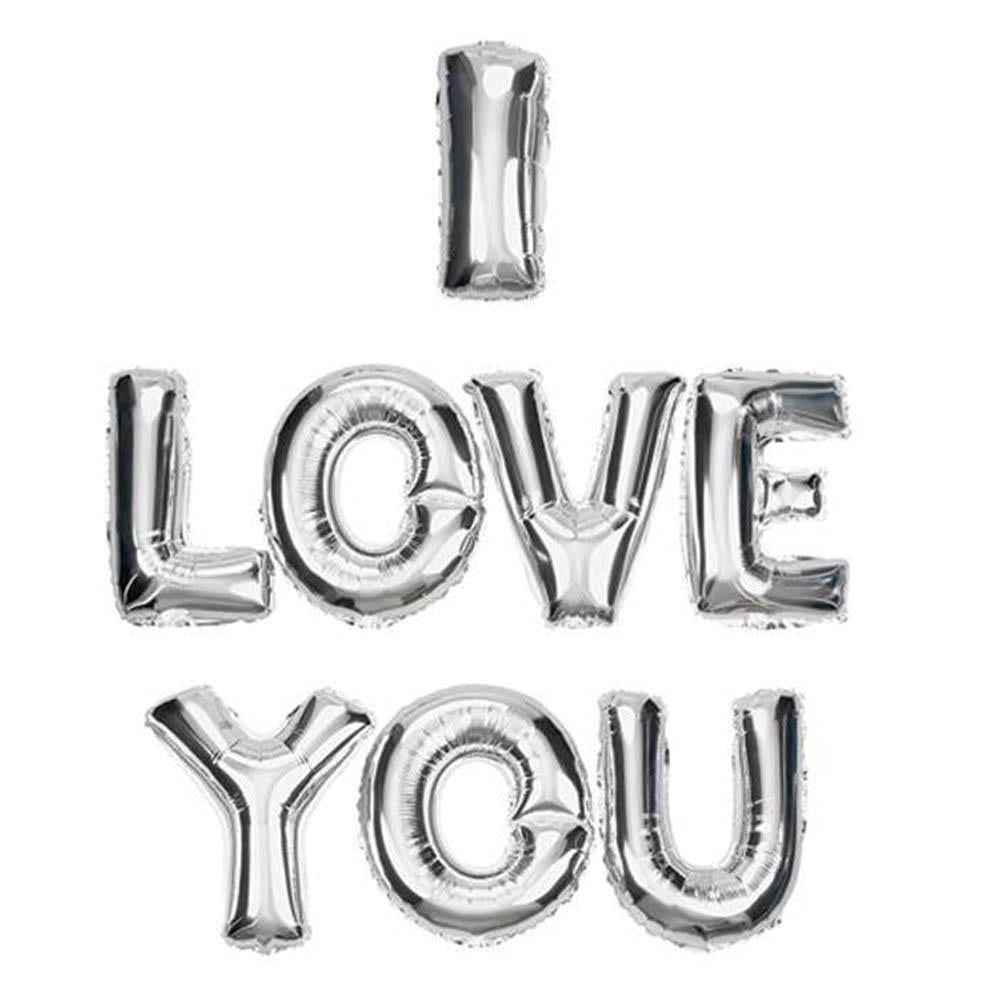 I Love You Folyo Balon Set Gümüş