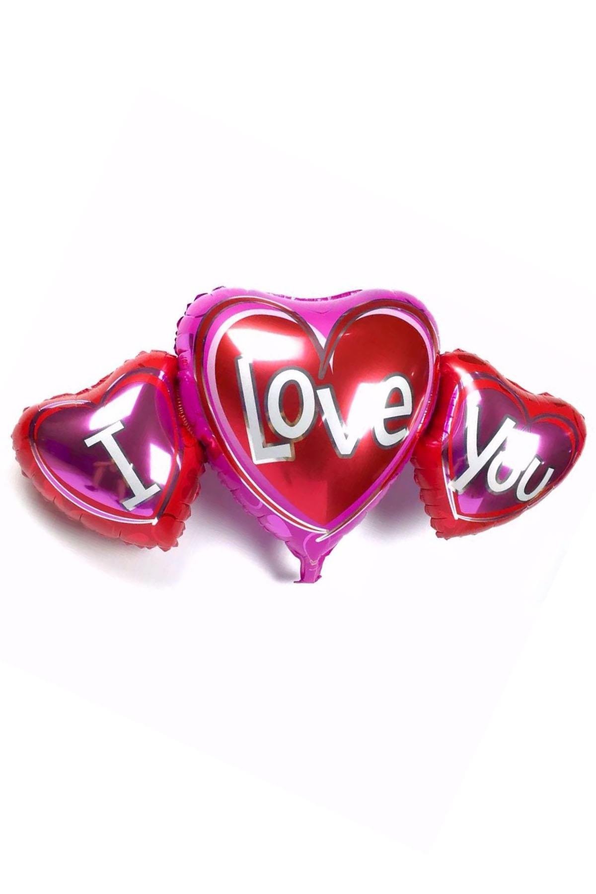 I Love You Pembe Set Folyo Balon 45 cm