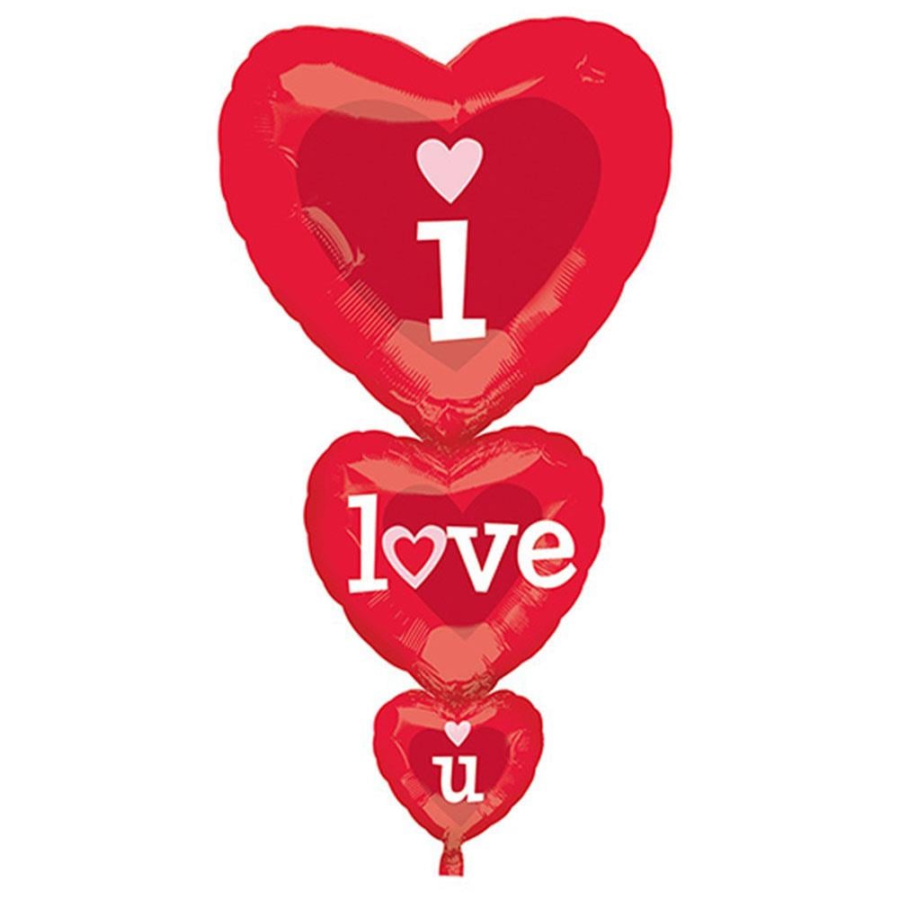 I Love You SuperShape 3 Set Folyo Balon 70 cm