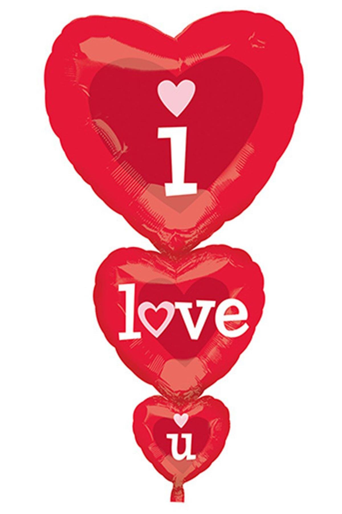 I Love You SuperShape 3 Set Folyo Balon 70 cm