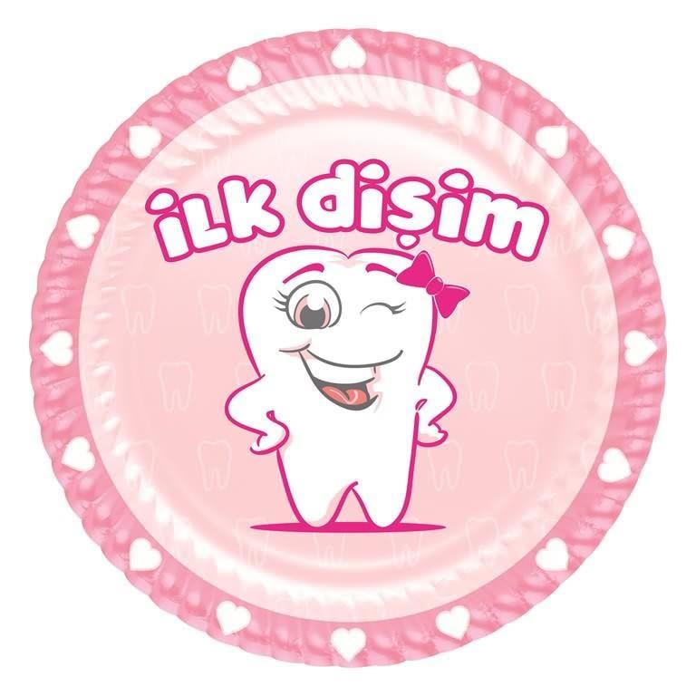 İlk Dişim Kız Karton Tabak 23 cm 8'li