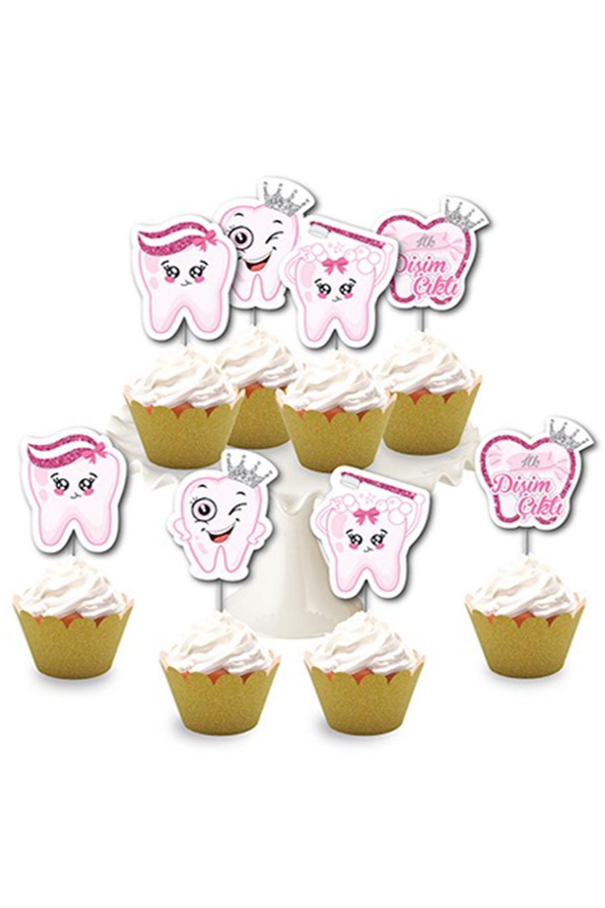 İlk Dişim Pembe Simli Eva Delux Kürdan 8'li