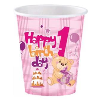 İlk Yaş Partim Kız Karton Bardak 8'li