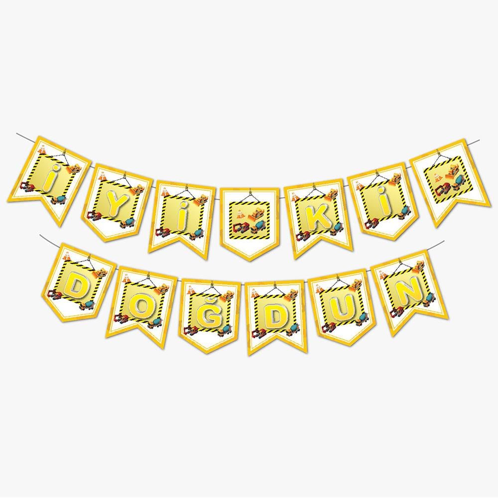 İnşaat Partisi Temalı İyi ki Doğdun Harf Afiş