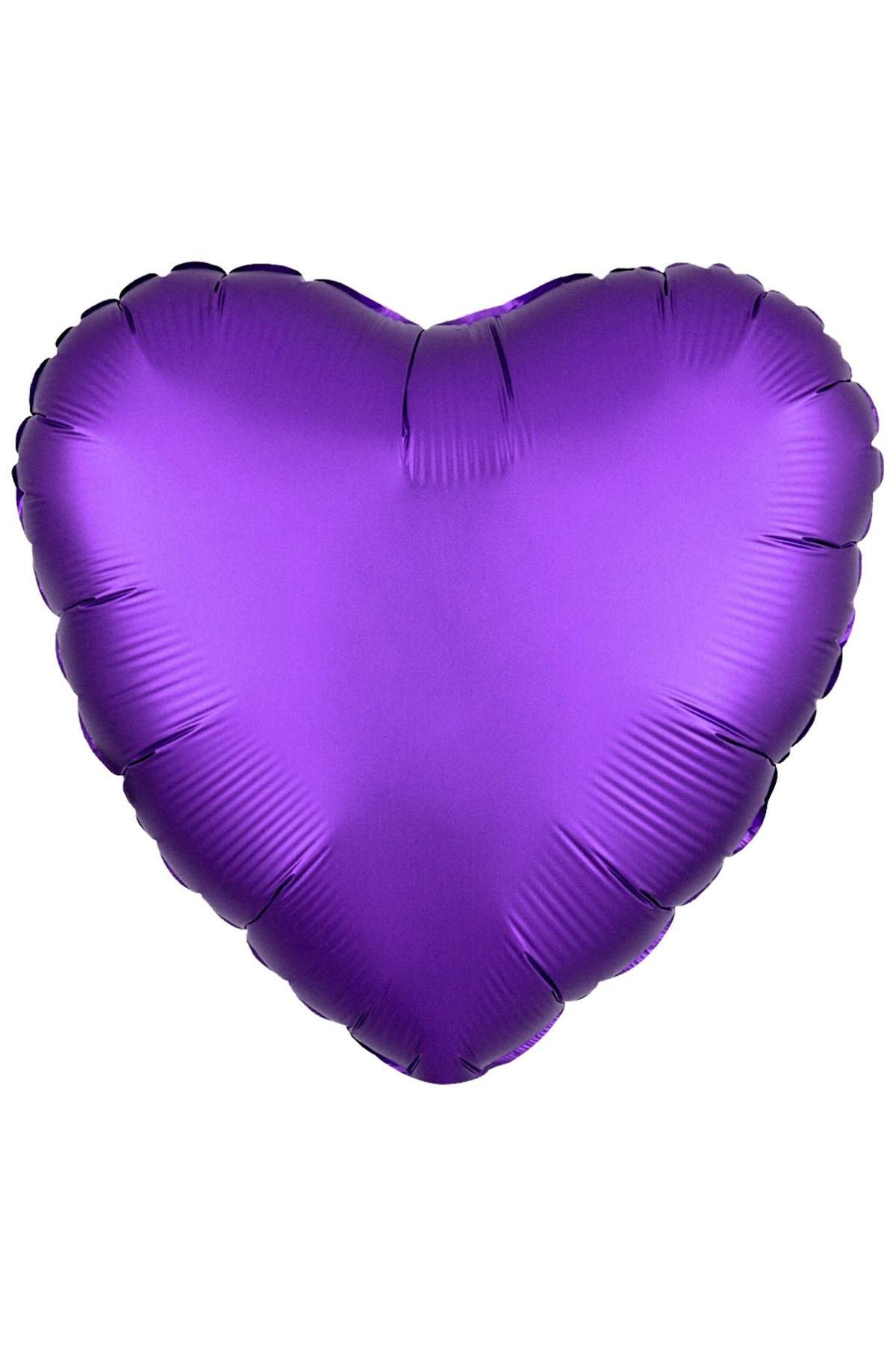 Kalp Krom Folyo Balon Mor 45 cm