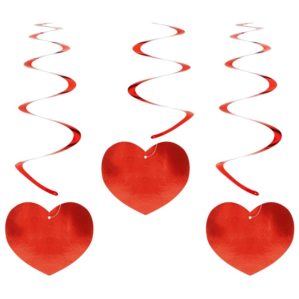 Kalp Metalik Kırmızı Sarkıt Süs 6'lı