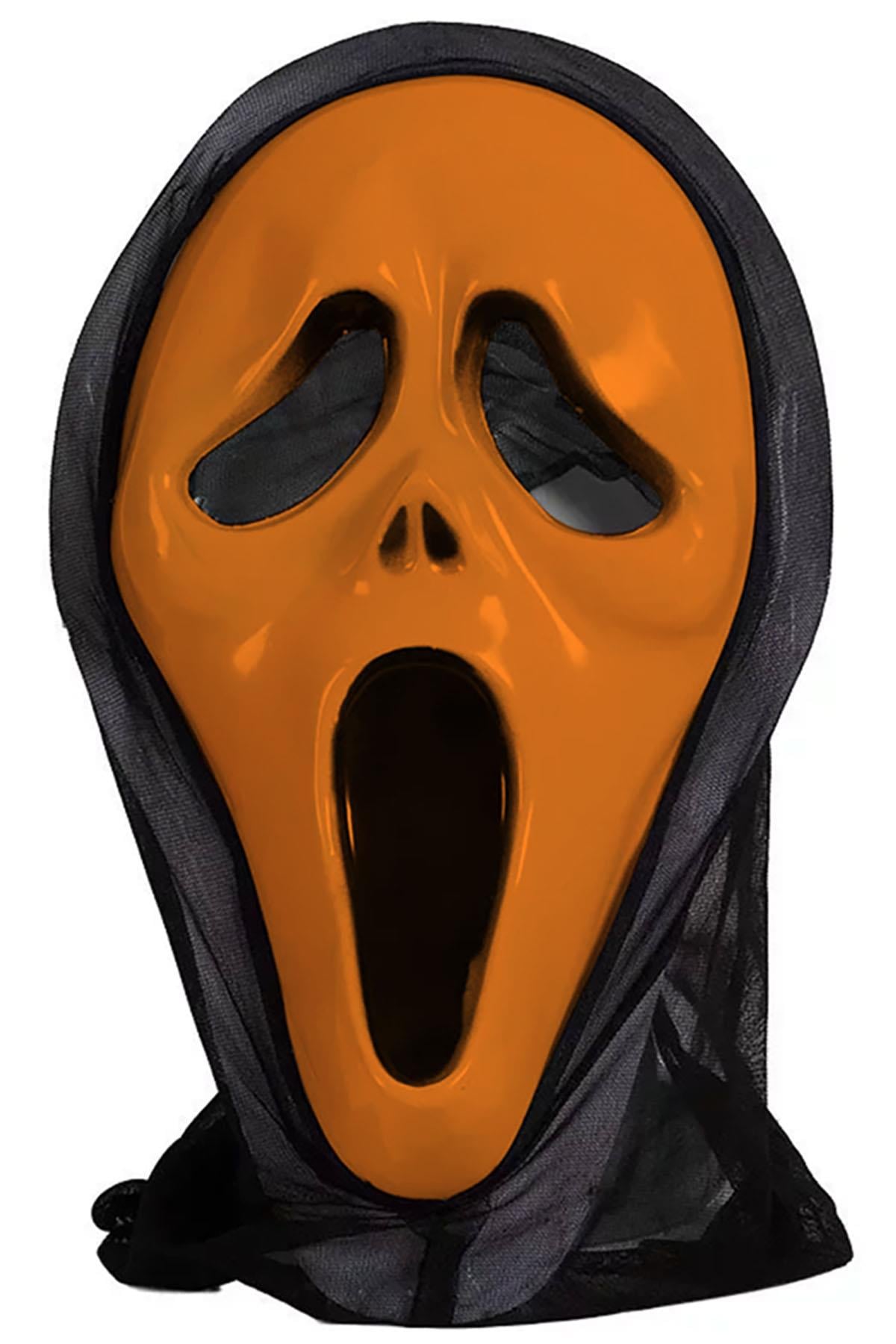 Kapşonlu Çığlık Maskesi Ghost Scream Mask Turuncu