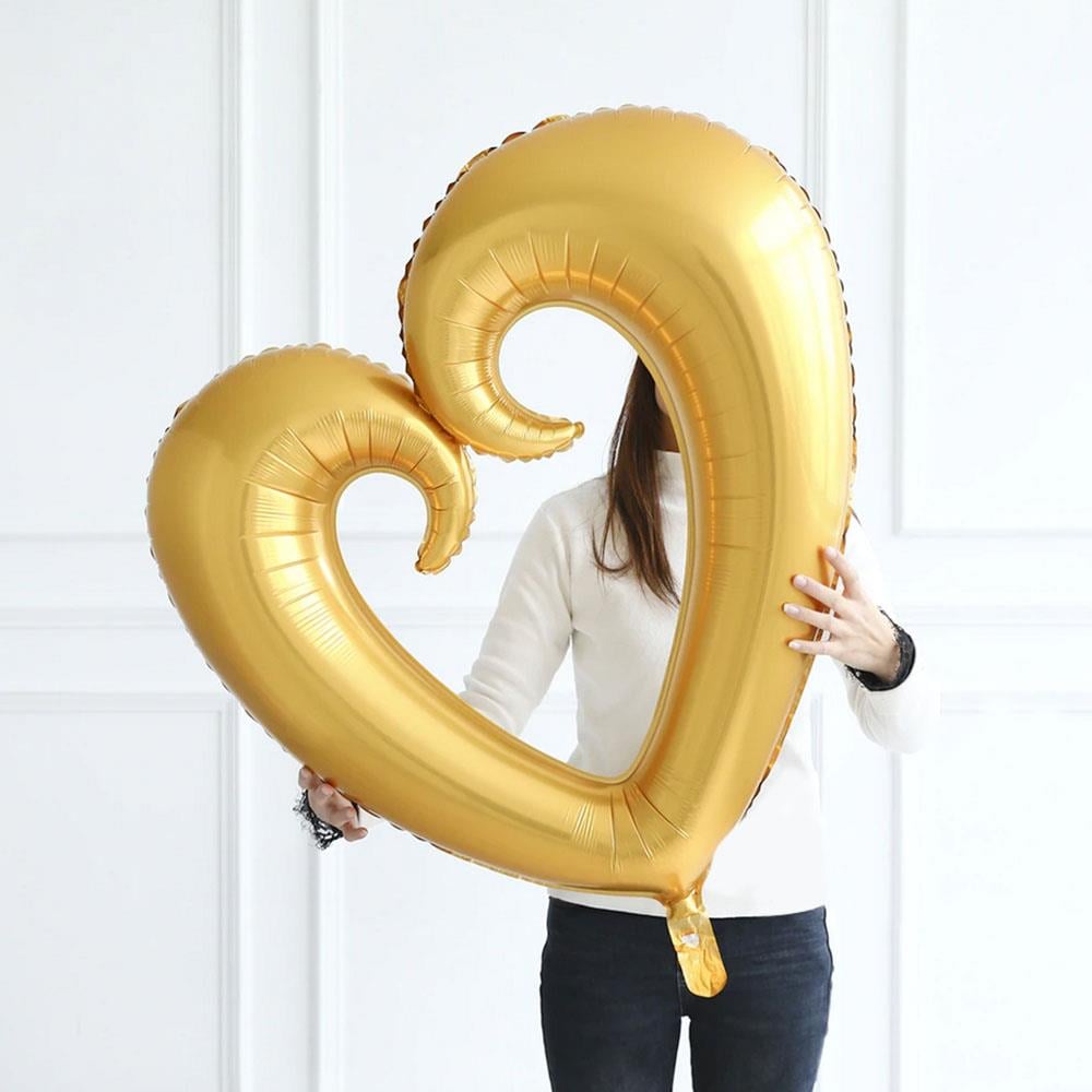 Kıvrımlı Kalp Folyo Balon Altın 100 cm