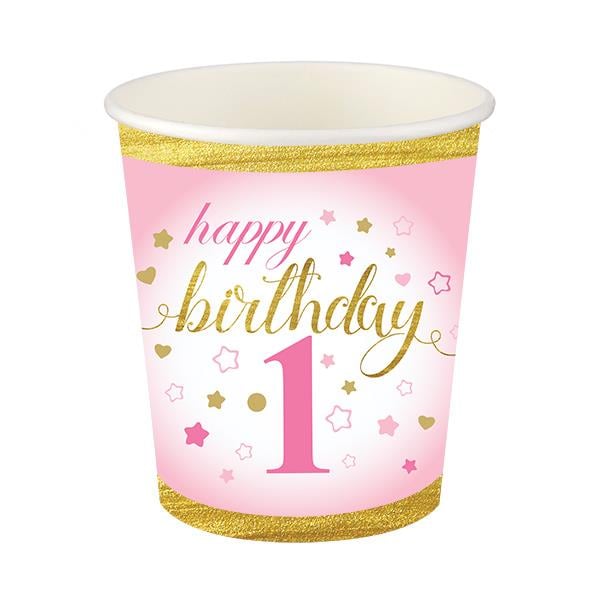 Küçük Yıldızlar 1 Yaş Kız Karton Bardak 8'li