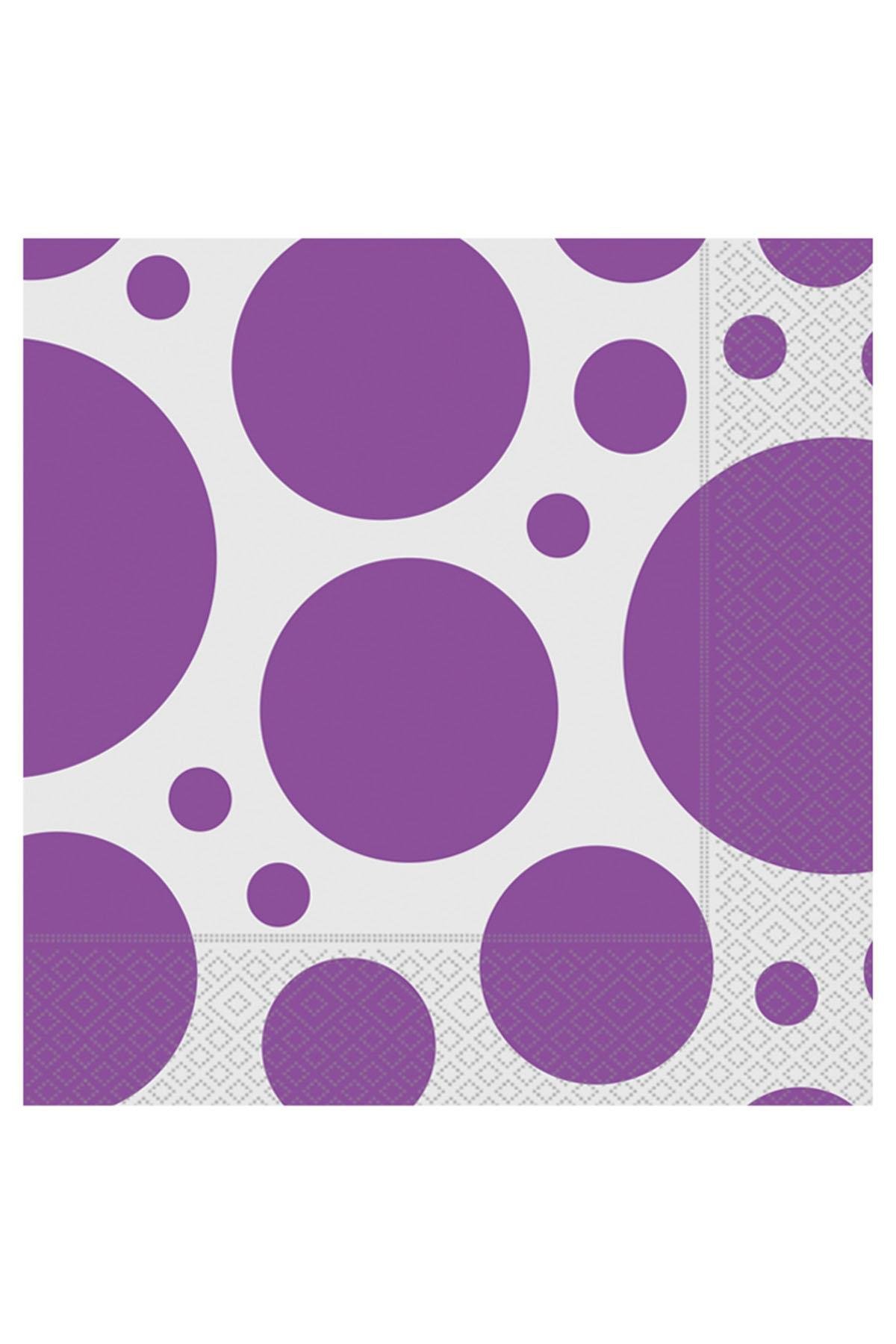 Lila Karışık Puantiyeli Kağıt Peçete 33x33 cm 20'li