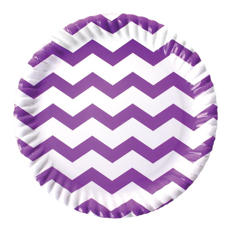 Lila Zigzag Karton Tabak 23 cm 8'li