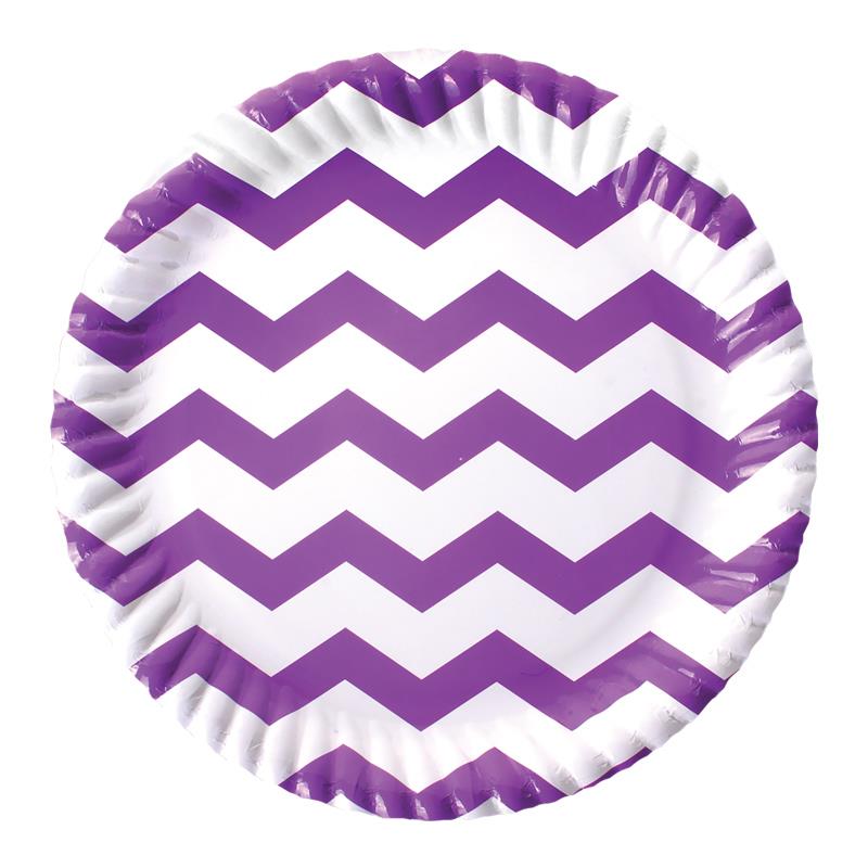 Lila Zigzag Karton Tabak 23 cm 8'li