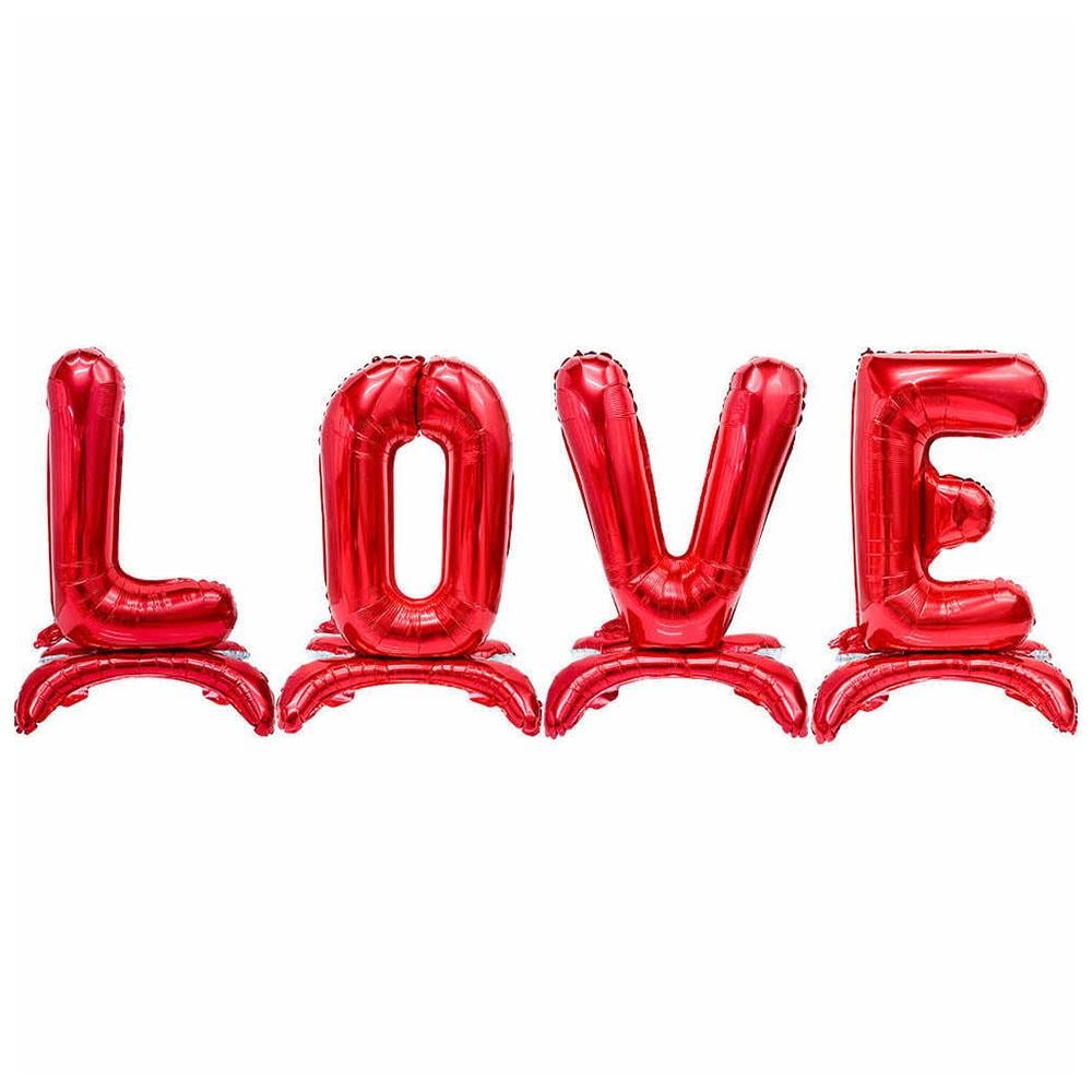 Love Ayakta Durabilen Kırmızı Folyo Balon Set