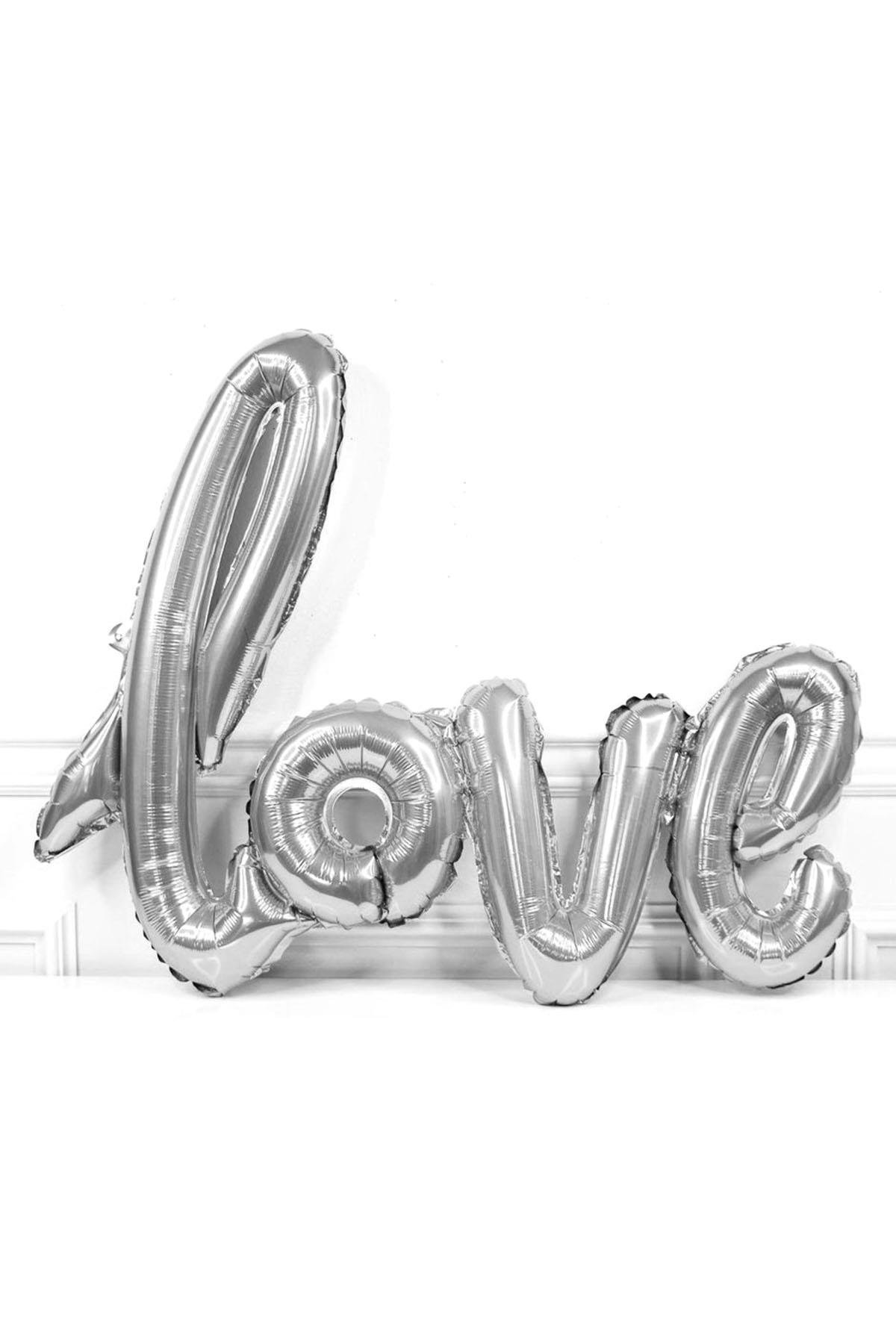 Love Folyo Balon Gümüş