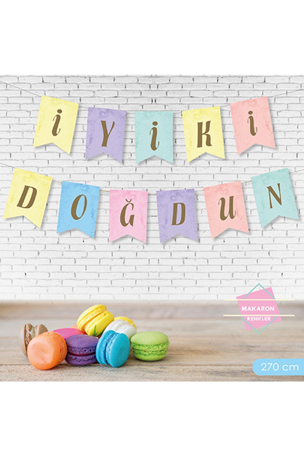 Makaron Renkler İyi ki Doğdun Harf Afiş