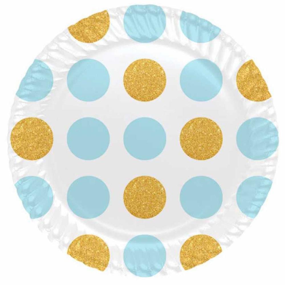 Mavi Altın Puantiyeli Karton Tabak 23 cm 8'li