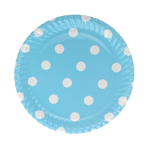 Mavi Puantiyeli Karton Tabak 23 cm 8'li