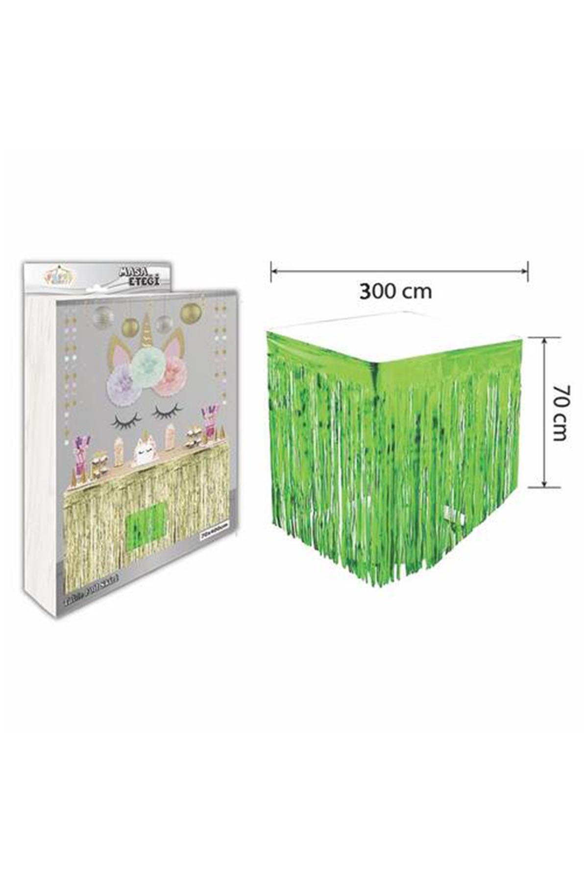 Metalize Masa Kenarı Eteği Yeşil 70x300 cm