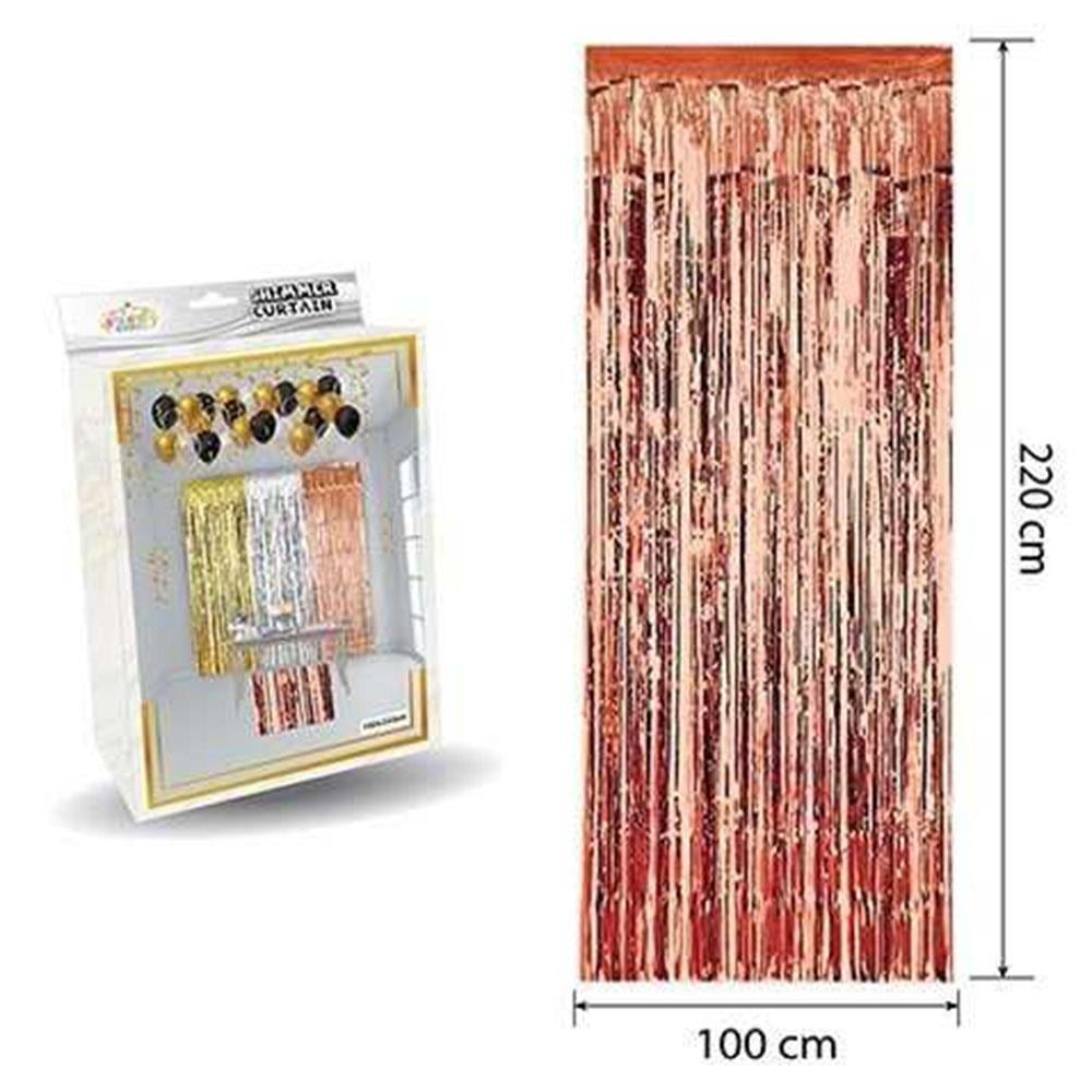 Metalize Püsküllü Kapı ve Fon Perdesi Rose Gold 100x220 cm