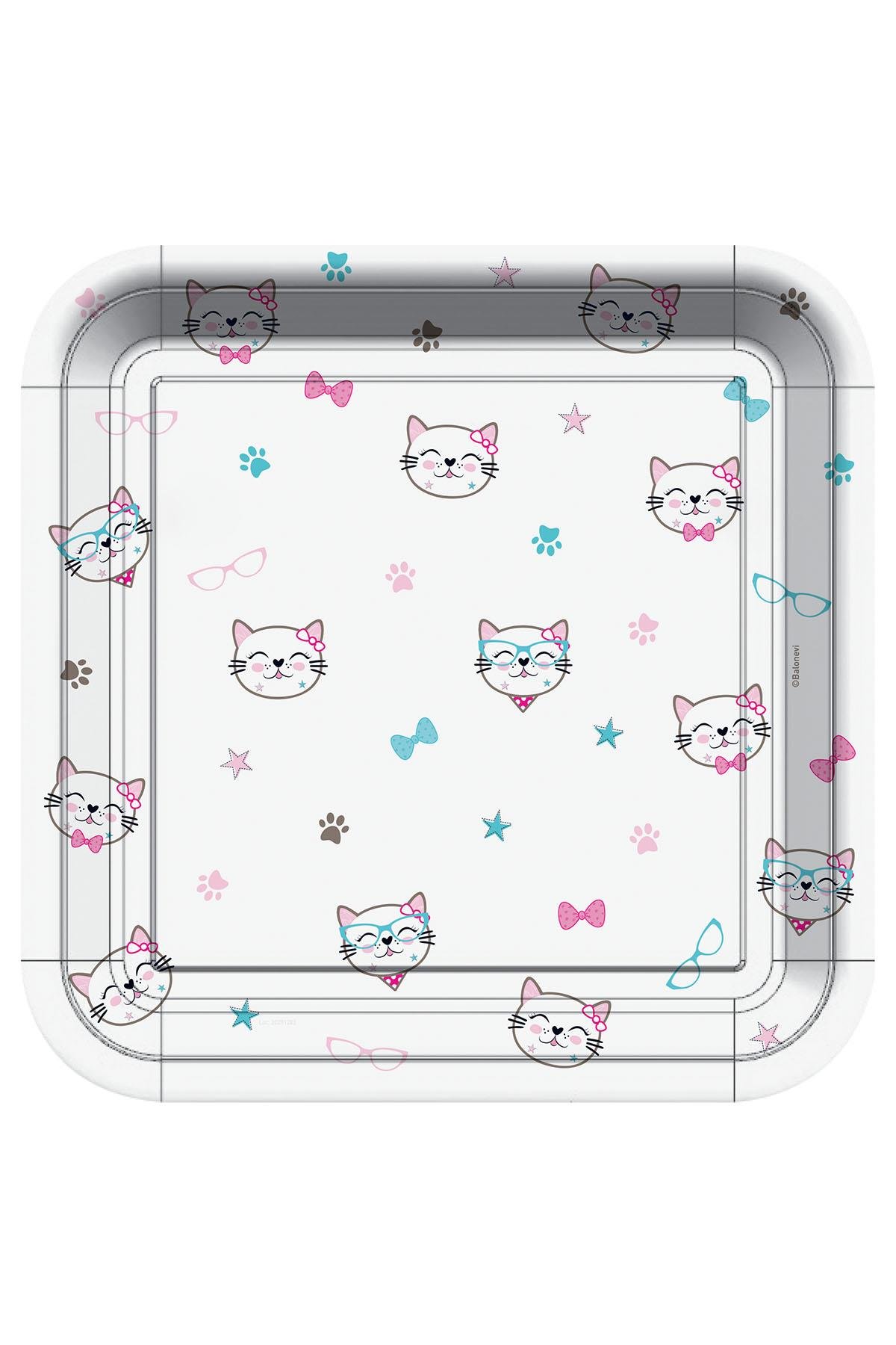 Miss Cat Kare Karton Tabak 18 cm 8'li