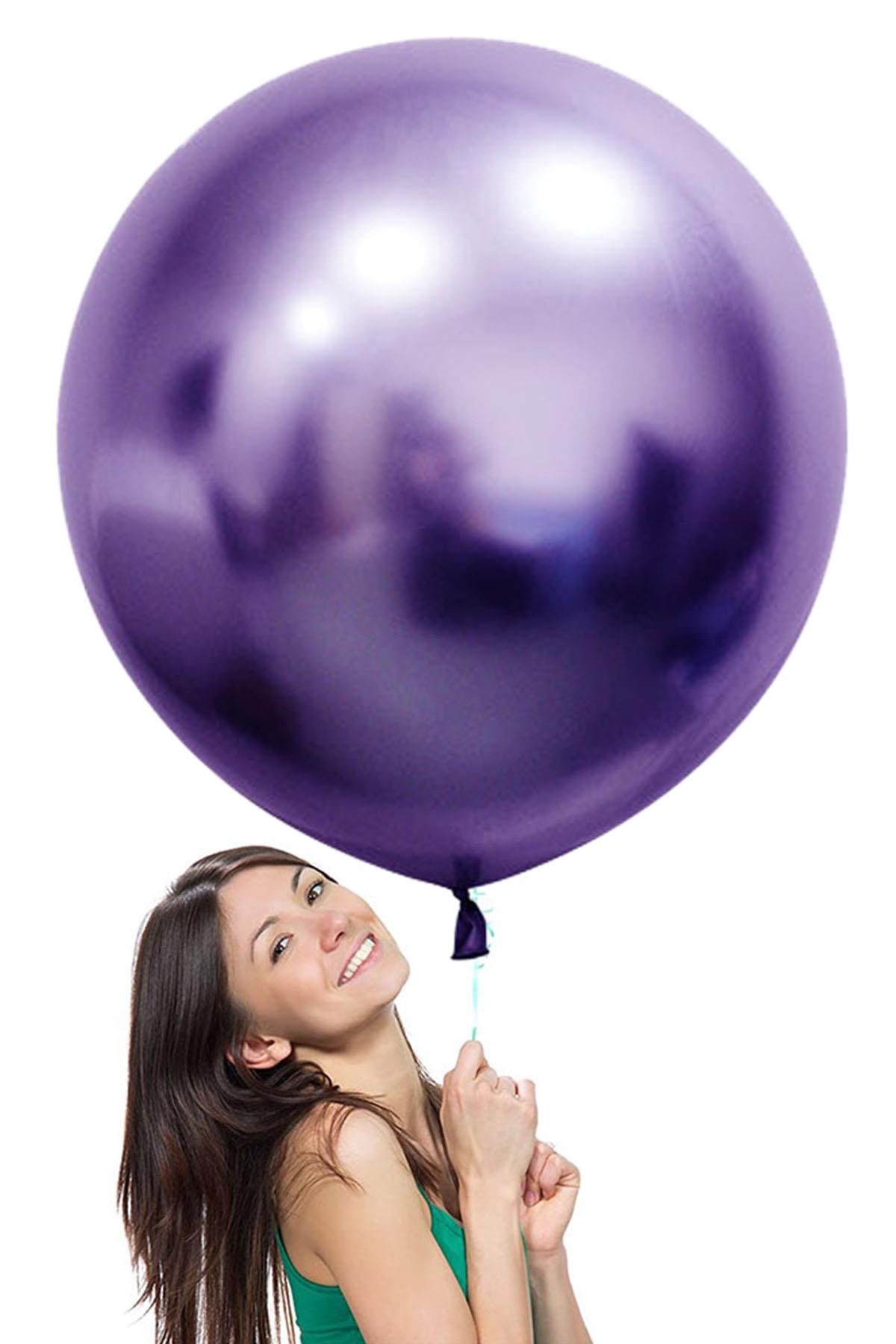 Mor Jumbo Krom Lateks  Balon 60 cm