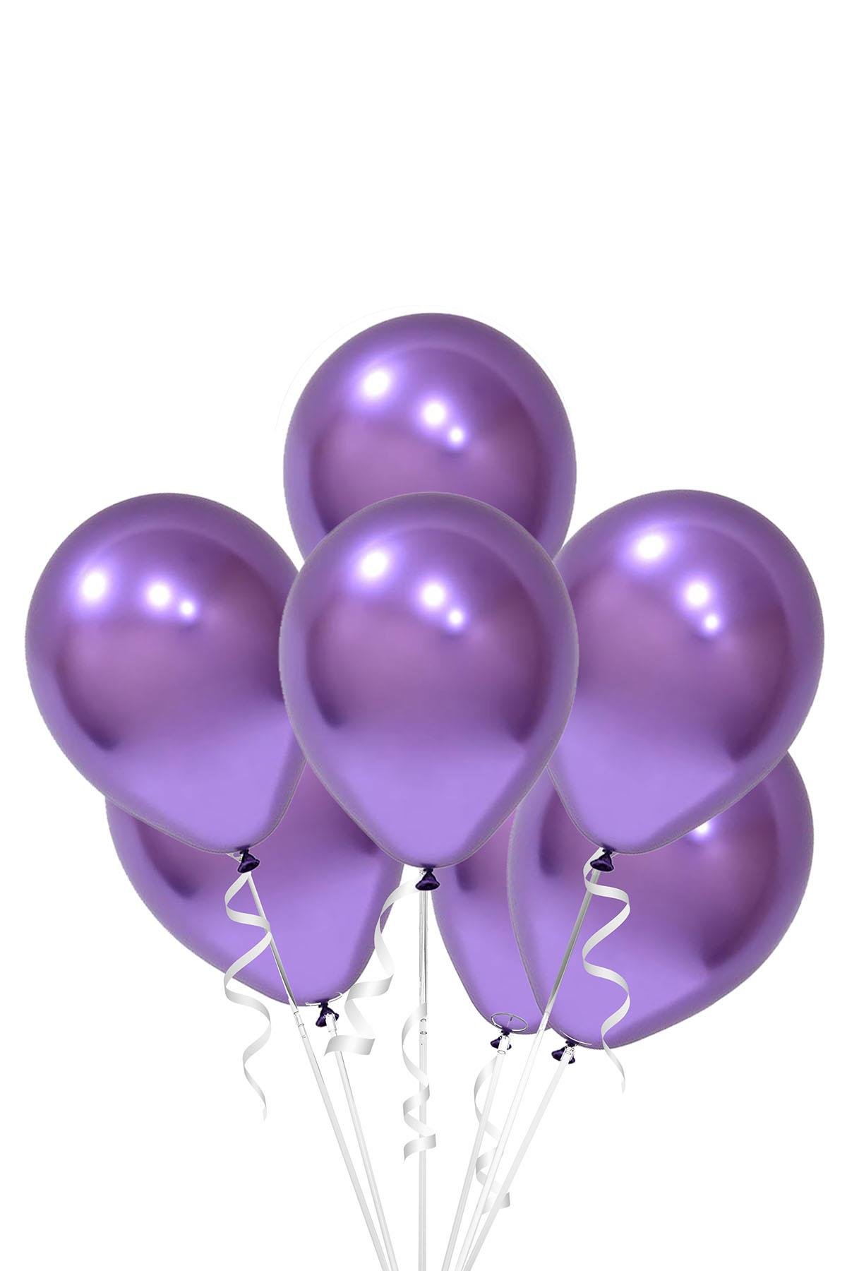 Mor Metalik Krom Lateks Balon 10'lu