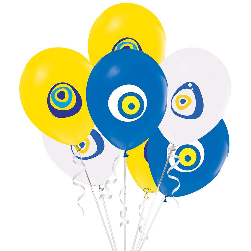 Nazar Boncuğu Baskılı Rengarenk Lateks Balon 10'lu