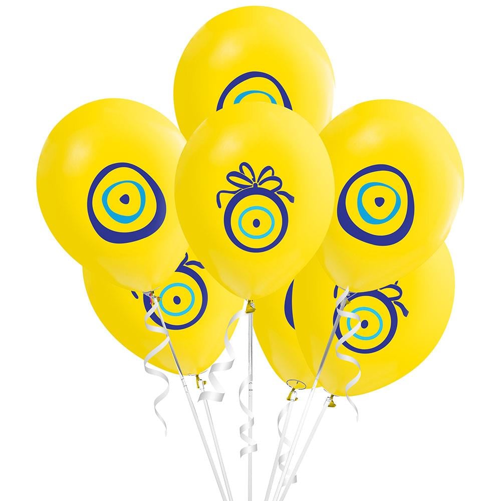 Nazar Boncuğu Baskılı Sarı Lateks Balon 10'lu