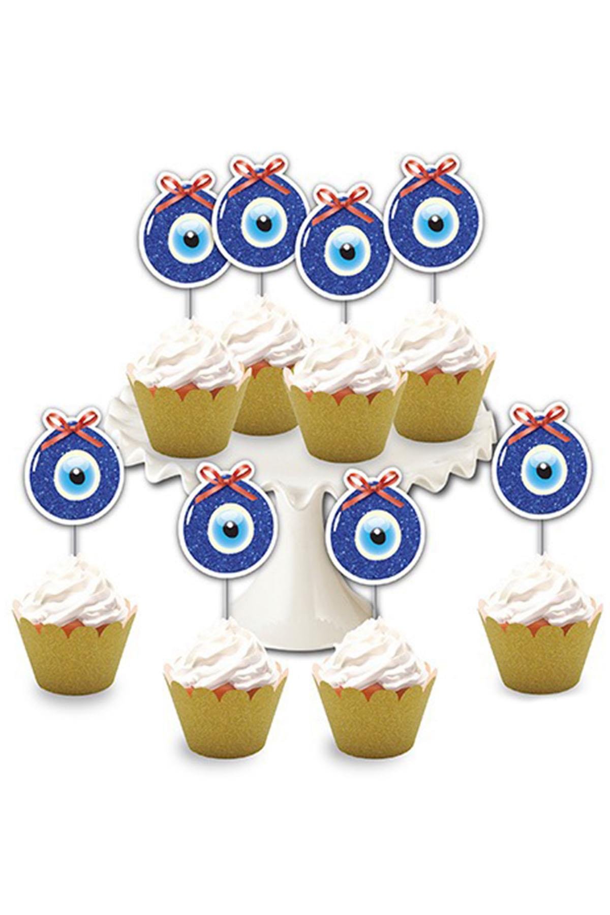 Nazar Boncuğu Simli Eva Delux Kürdan 8'li