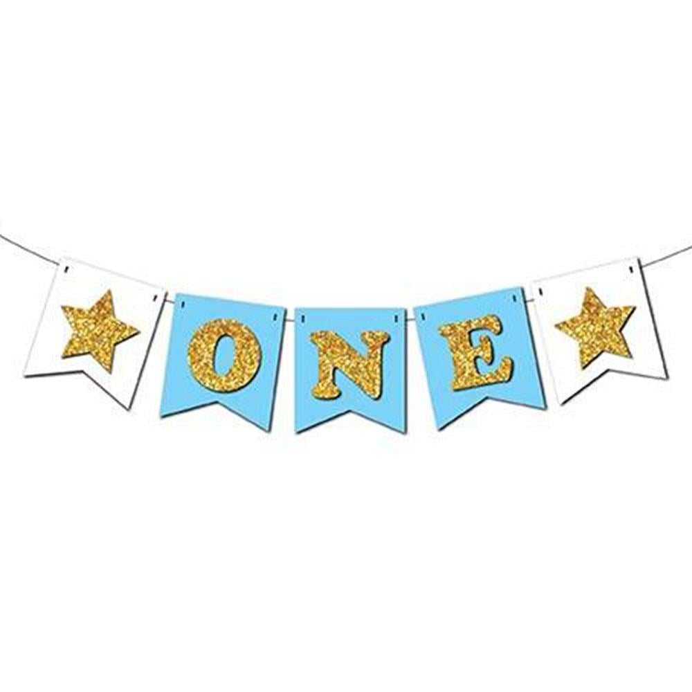 One İpe Dizili Altın - Mavi Strafor Süs