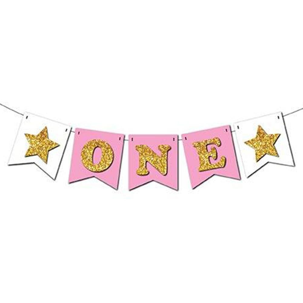 One İpe Dizili Altın - Pembe Strafor Süs