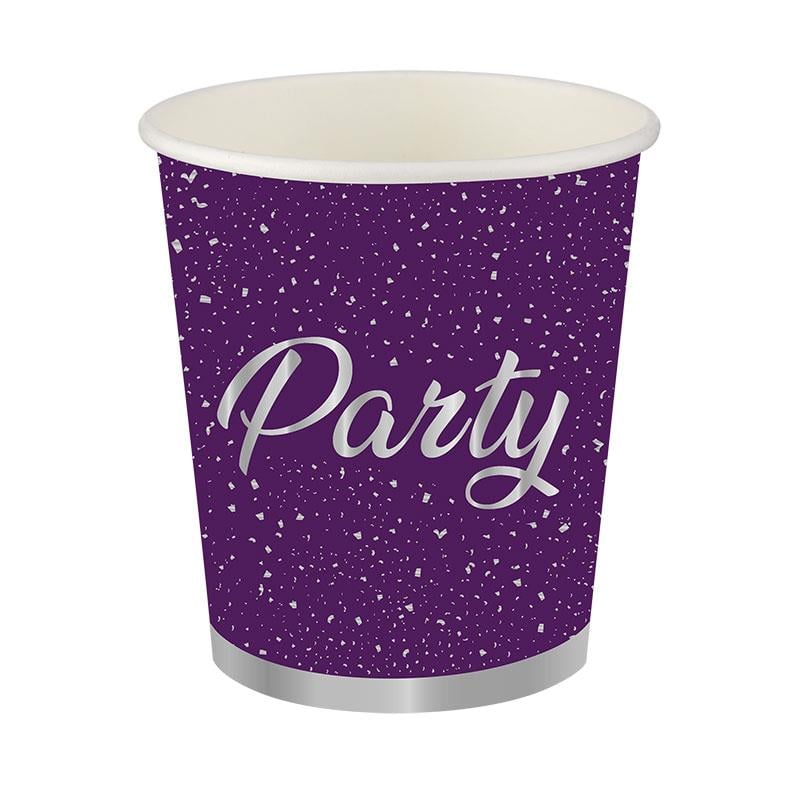Parti Zamanı Mor Karton Bardak 8'li
