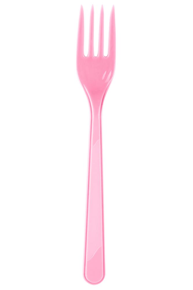 Pembe Plastik Çatal 24'lü