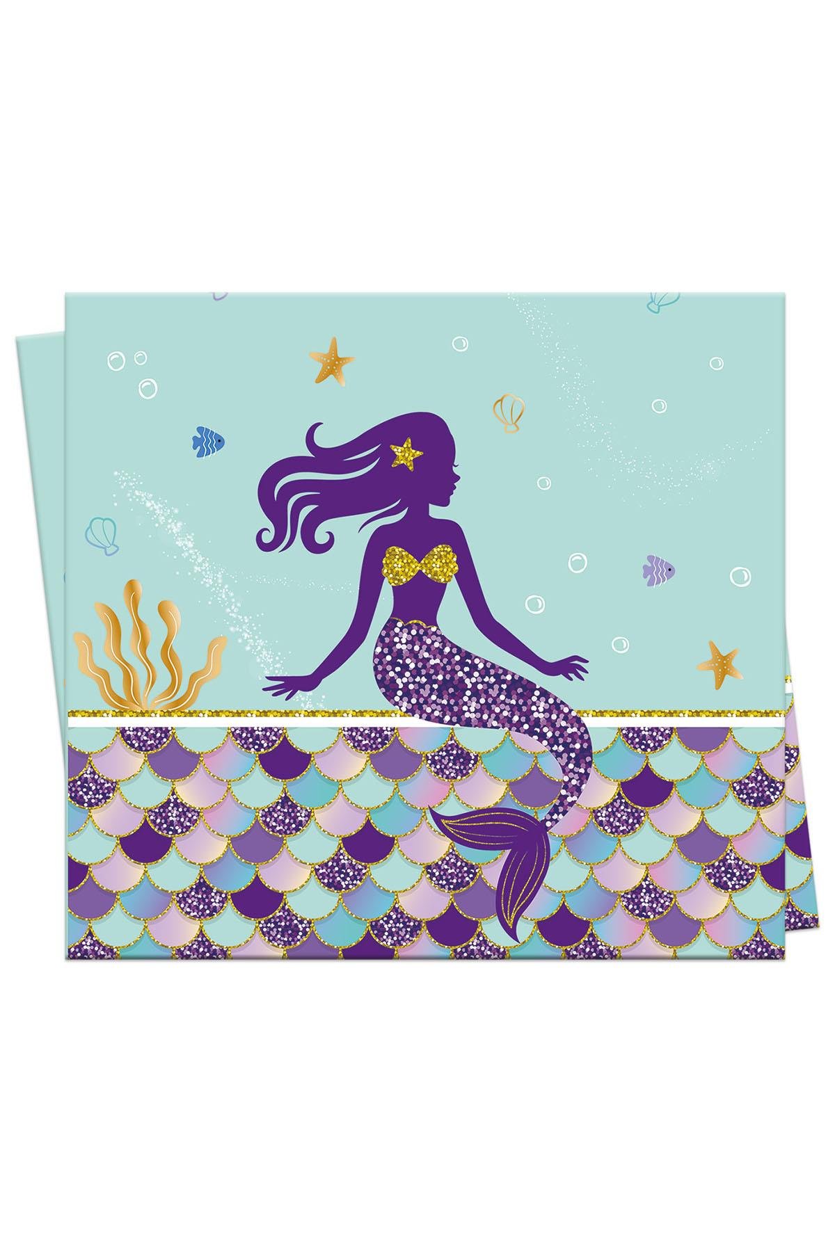 Pırıltılı Deniz Kızı Plastik Masa Örtüsü 120x180 cm