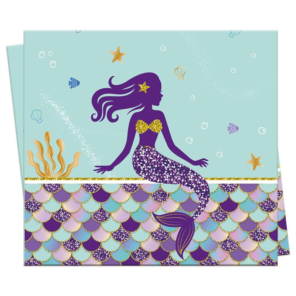 Pırıltılı Deniz Kızı Plastik Masa Örtüsü 120x180 cm